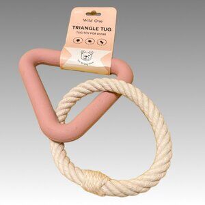WILD ONE Triangle Tug Toy for Dogs PINK Rubber Cotton - BPA & Phthalate Free NEW